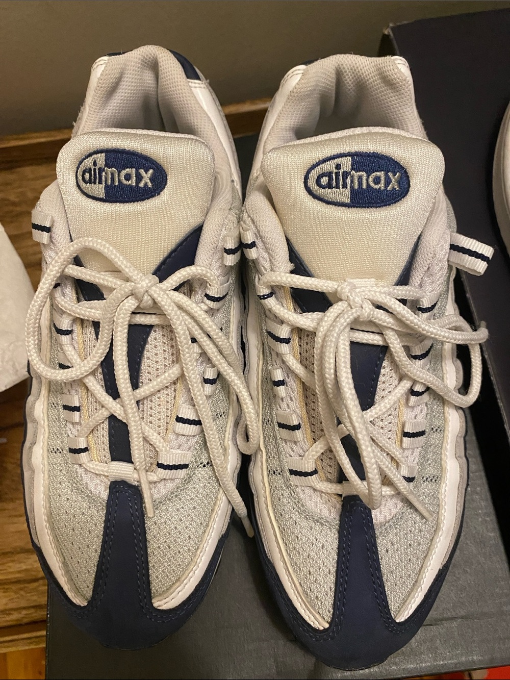 Boys Nike White and Navy Air Max Sneakers